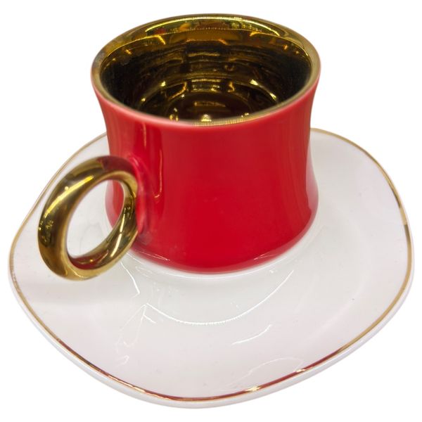 Gallery Home GHFRW02 - 6 Pieces - Coffee Cups with Saucers - Red