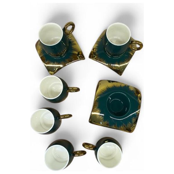 Gallery Home GHFM02 - 6 Pieces - Coffee Cups with Saucers - Green