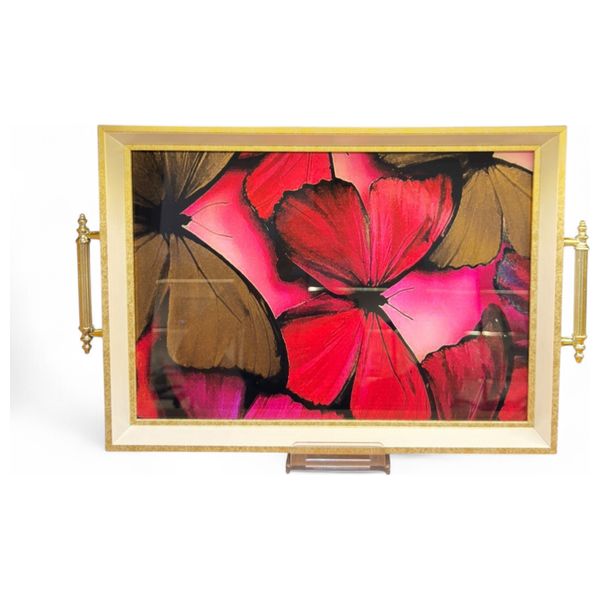  Gallery Home  Red Butterfly Design Rectangular - Serving Tray 