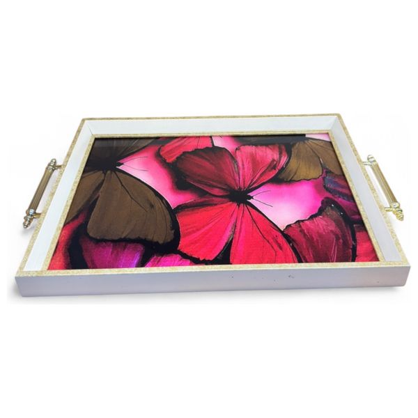  Gallery Home  Red Butterfly Design Rectangular - Serving Tray 