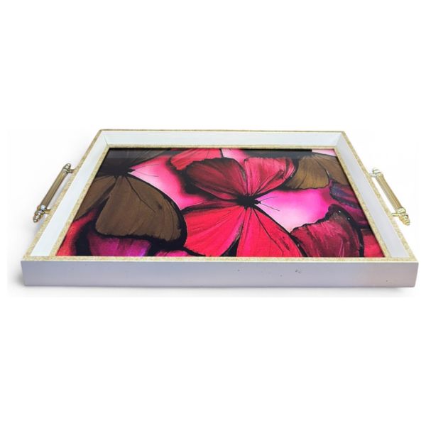  Gallery Home  Red Butterfly Design Rectangular - Serving Tray 