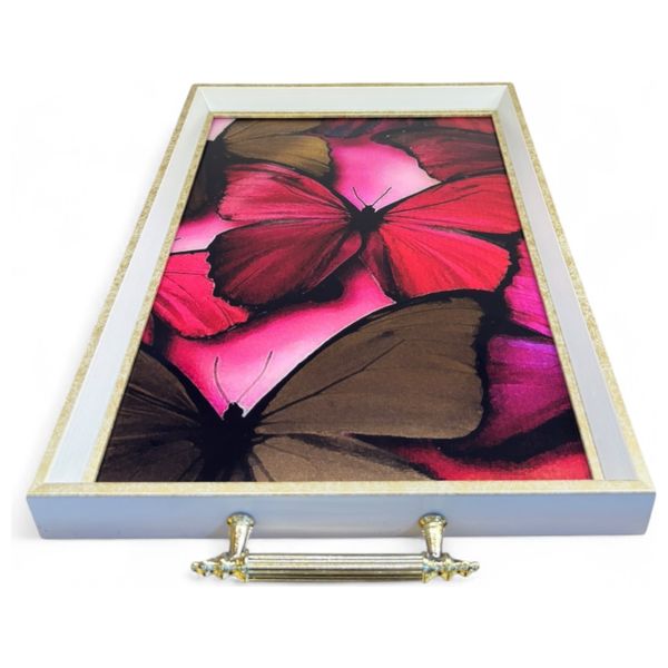  Gallery Home  Red Butterfly Design Rectangular - Serving Tray 