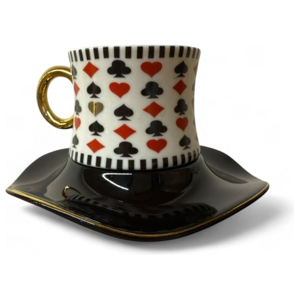Gallery Home GHFWB02 - 6 Pieces - Coffee Cups with Saucers - Black