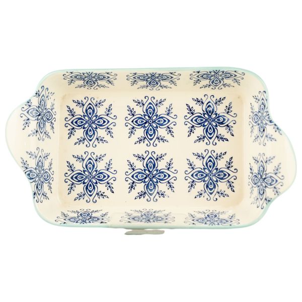 Gallery Home Rectangular Ceramic Casserole - Teal Pattern