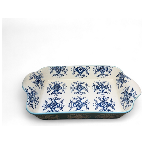 Gallery Home Rectangular Ceramic Casserole - Teal Pattern