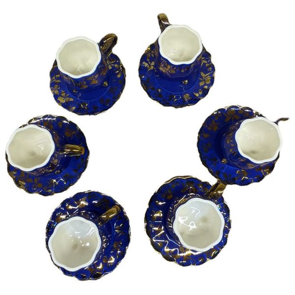Gallery Home GHGM - 6 Pieces - Coffee Cups with Saucers - Navy