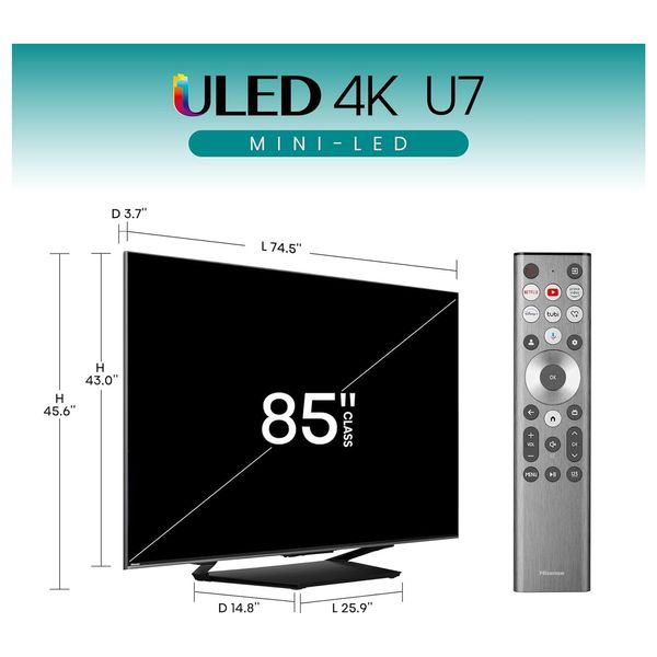  Hisense 85-Inch 85U7N Series - Smart - 4K - LED - 144Hz 