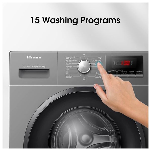  Hisense WFPV8012EMT - 8Kg - 1200RPM - Front Loading Washing Machine - Gray 