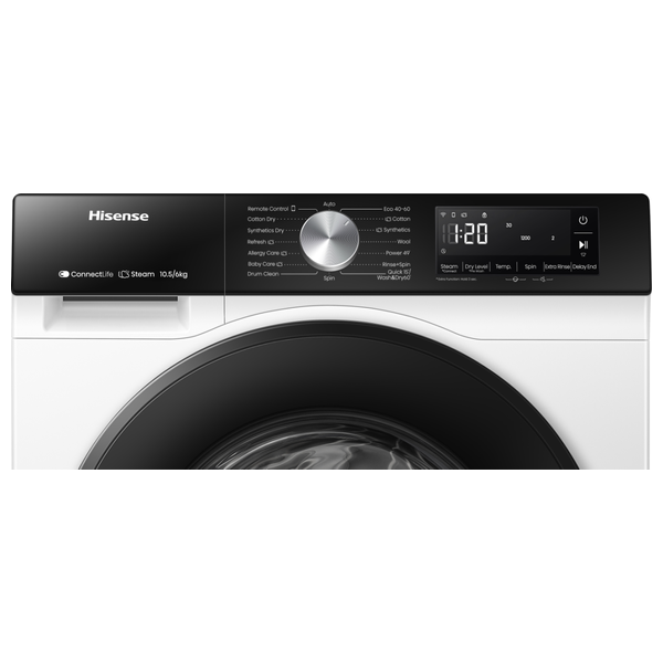  Hisense WD3S1043BW - 10.5 kg / 6 kg - 1400RPM - Front Loading Washing Machine - White 