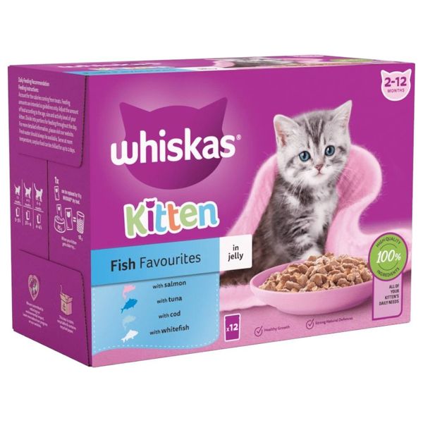 Whiskas Kitten Fish Favourite in Jelly Cat Food - 12 Pieces