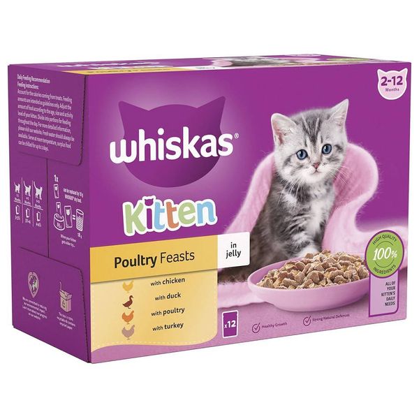 Whiskas Kitten Poultry Feast in Jelly Cat Food - 12 Pieces