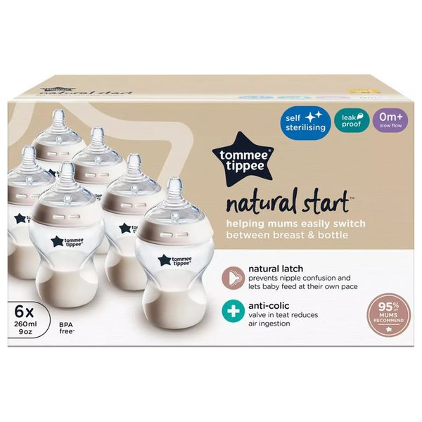  زجاجة الرضاعة الطبيعية المضادة للمغص تومي تيبي - 6 قطع 