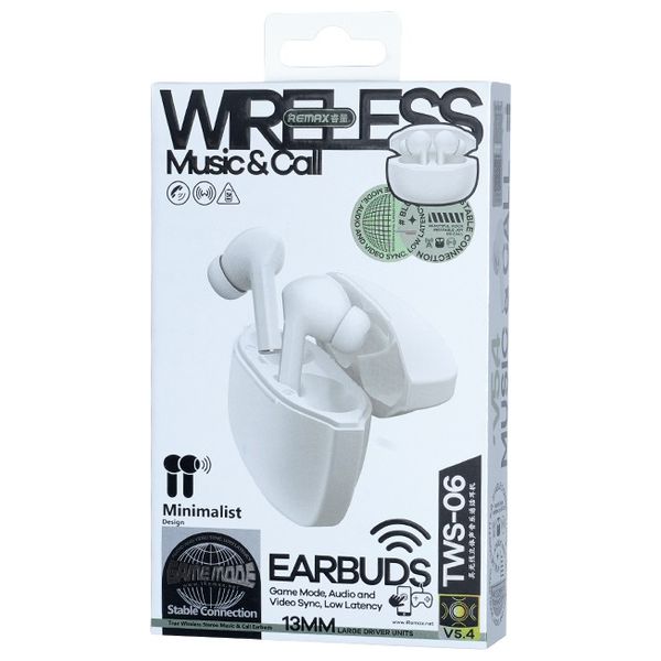  REMAX TWS 06 - Bluetooth Headphone In Ear - Bluetooth 5.4 - Up To 250 mAh - White 