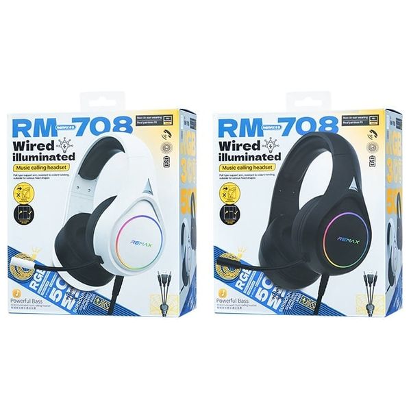  Remax RM 708 - Wired Headphone Over Ear - Adjustable headset - Black 