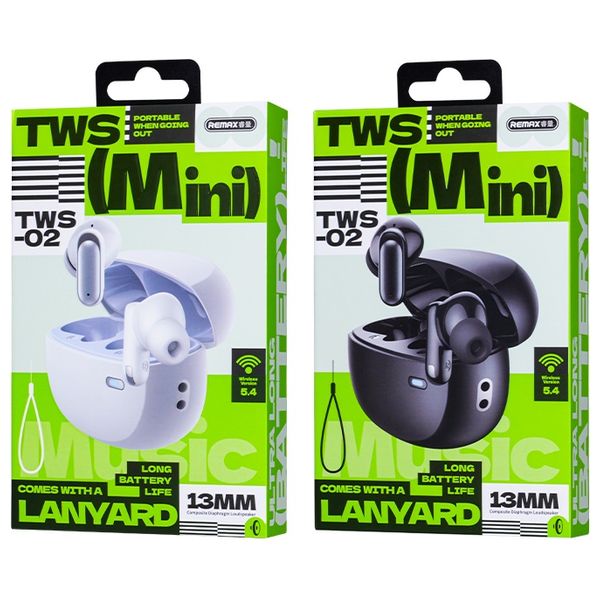  Remax TWS 02 - Bluetooth Headphone In Ear - Up To 320mAh - Black 