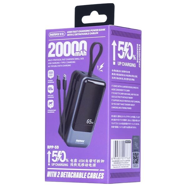 Remax RPP-59 - 20000mAh - Power Bank - Black