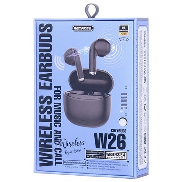  سماعة بلوتوث داخل الاذن ريماكس - CozyBuds W26 - اسود 
