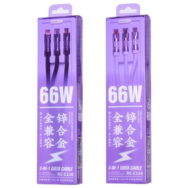 Remax RC-C126 - Cable 3-in-1 - 1.2M - Black
