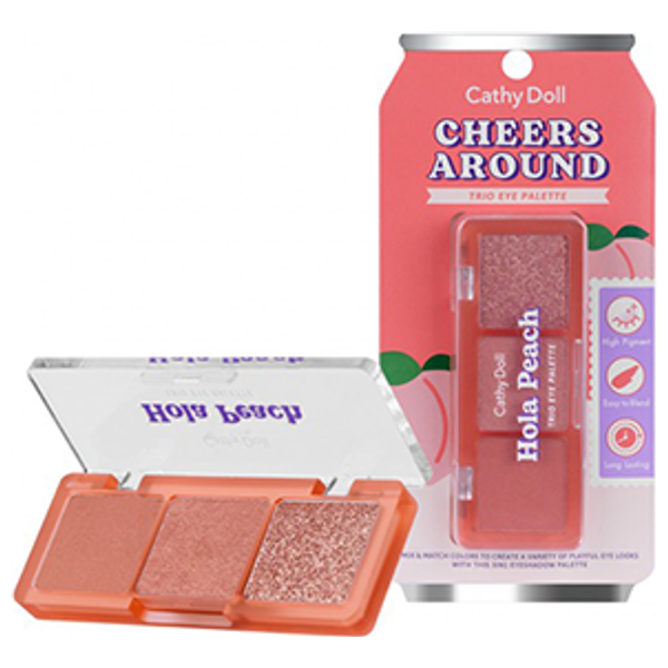  CATHY DOLL Cheers Around Trio Eye Palette, 03 Hola Peach 