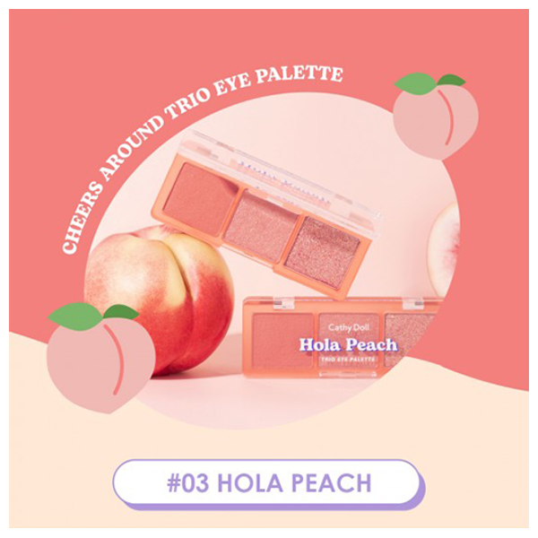  CATHY DOLL Cheers Around Trio Eye Palette, 03 Hola Peach 