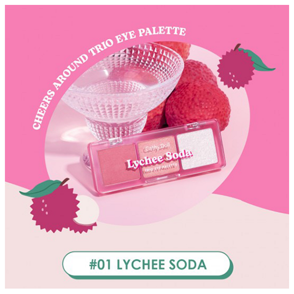  CATHY DOLL Cheers Around Trio Eye Palette, 01 Lychee Soda 
