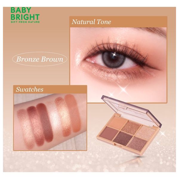  Baby Bright Eyeshadow Palette Bronze Brown - 6 Color 