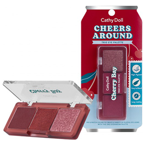  CATHY DOLL Cheers Around Trio Eye Palette, 06 Cherry Bay 