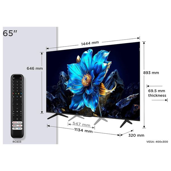  TCL 65-Inch P7K Series - Smart - 4K - QLED - 60Hz - 2025 Model 
