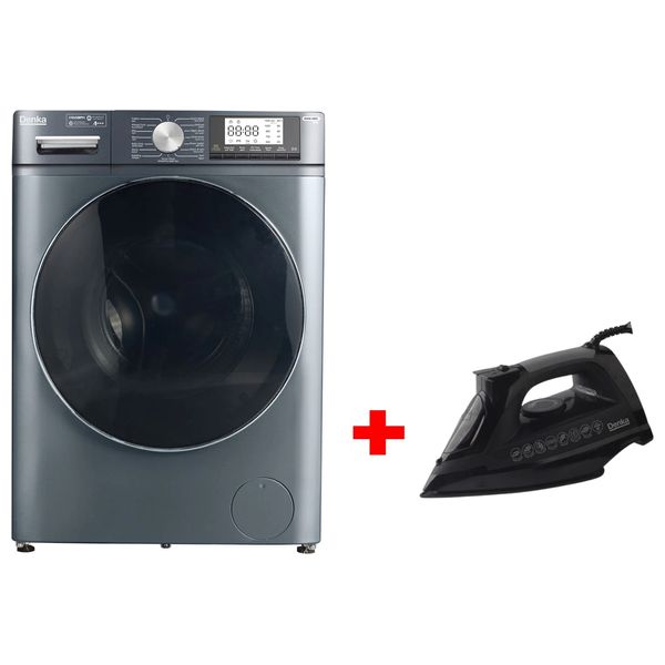  Denka MWM-12DGFL - 12Kg - 1400RPM - Front Loading Washing Machine - Dark Gray + Denka IST-2400PB - Steam Iron - Black 