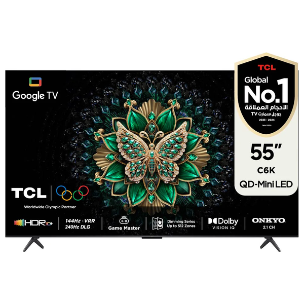  شاشة تي سي ال 55-انج فئة C6K - سمارت - 4K - QD-Mini LED - إصدار 2025 - 240 هيرتز 