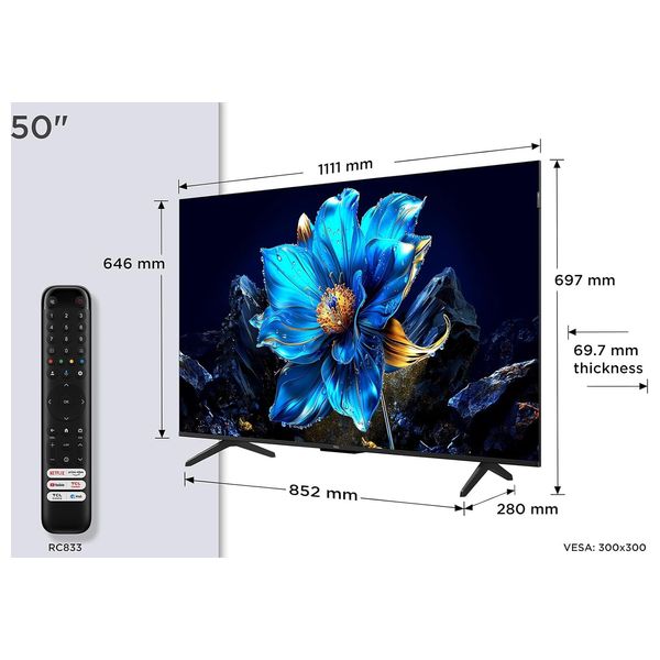  شاشة تي سي ال 50-انج فئة P7K - سمارت - 4K - QLED - إصدار 2025 - 60 هيرتز 