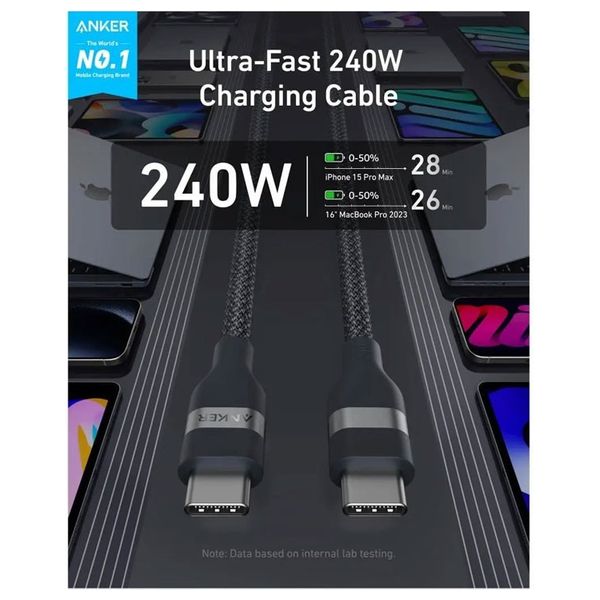  كيبل انكر يو إس بي-سي إلى يو إس بي-سي - 1.8 متر - أسود - A82E2H12 