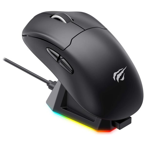  هافيت MS979WB -  ماوس ألعاب سلكي ولاسلكي  مع قاعدة شحن RGB - أسود 