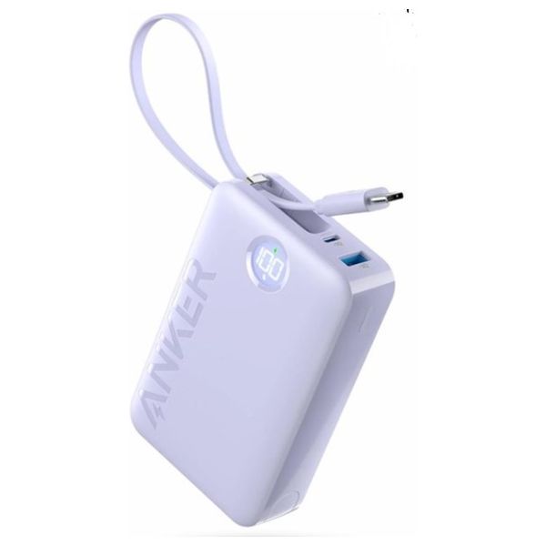 Anker A1647H21 - 20,000mAh - Power Bank 22.5W with Built-In USB-C Cable - White