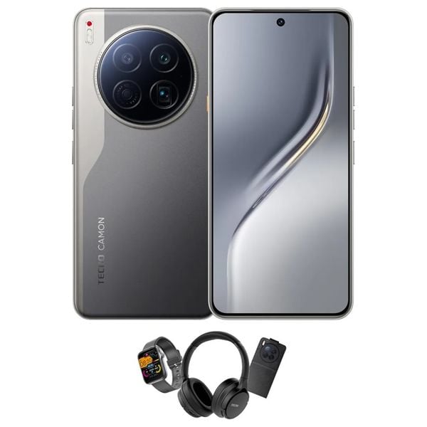 تيكنو Camon 40 Premier 5G - دبل سيم - 6.67 انج - اموليد 144 هيرتز - ميديا ​​تيك ديمنستي 8350 ألتيميت - بحجم بطارية 5100 ميلي امبير + سماعة بلوتوث + حافظة موبايل + ساعة سمارت - حجز مسبق