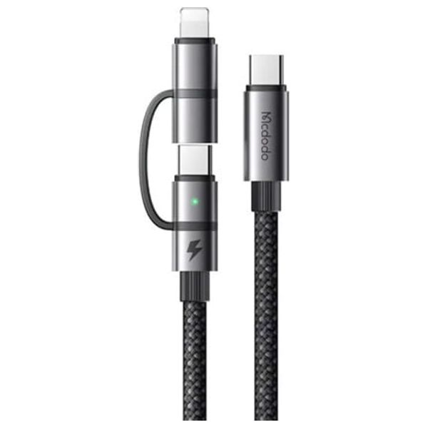  كيبل 2 في 1 – يو اس بي سي الى يو اس بي سي  + لايتنينغ ماكدودو  CA-0450 – بطول 1.2 متر -  أسود 