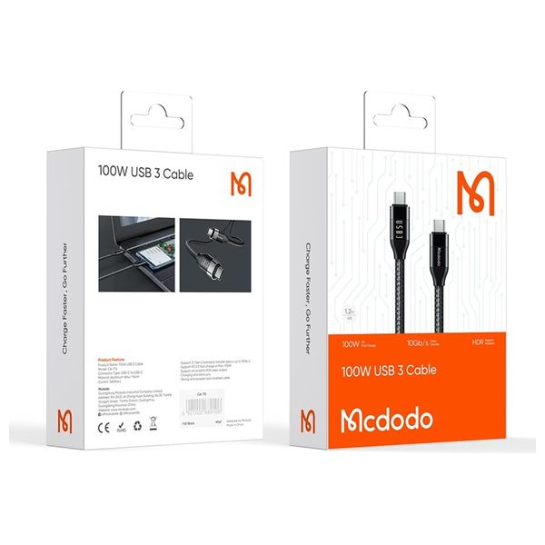 Mcdodo CA-7132 - USB-C to USB-C - 100W - 1.2 m - Black