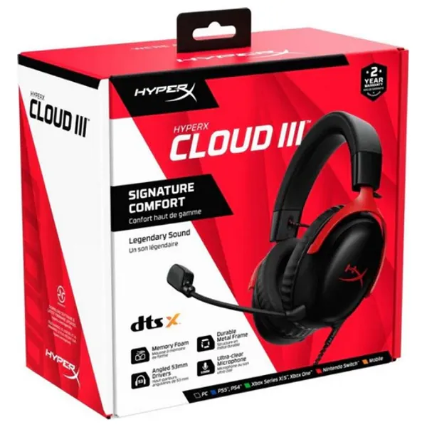  HyperX Cloud III Wired Gaming Headset - Black 