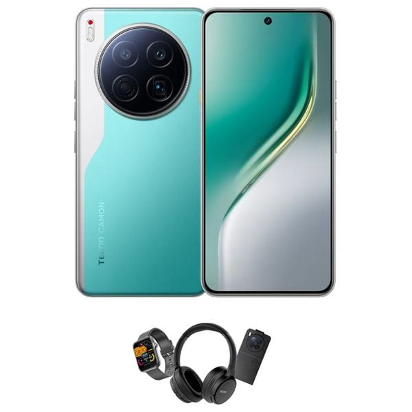 تيكنو Camon 40 Premier 5G - دبل سيم - 6.67 انج - اموليد 144 هيرتز - ميديا ​​تيك ديمنستي 8350 ألتيميت - بحجم بطارية 5100 ميلي امبير + سماعة بلوتوث + حافظة موبايل + ساعة سمارت - حجز مسبق