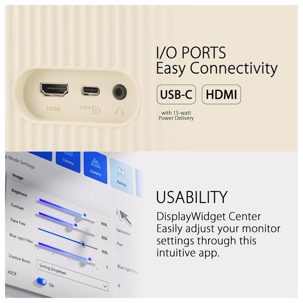  شاشة حاسبة اسوس VU279CFE-M - 27 انج - 100 هيرتز - 1 مللي ثانية - FHD - ابيض 