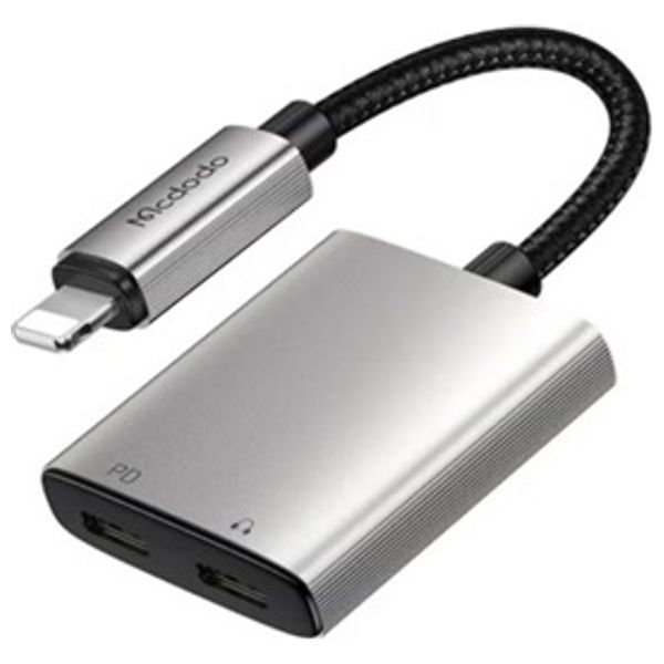 Mcdodo CA-5560 - 2in1 Lightning To Dual Lightning Audio Adapter - 2.4A - 5V -  Silver