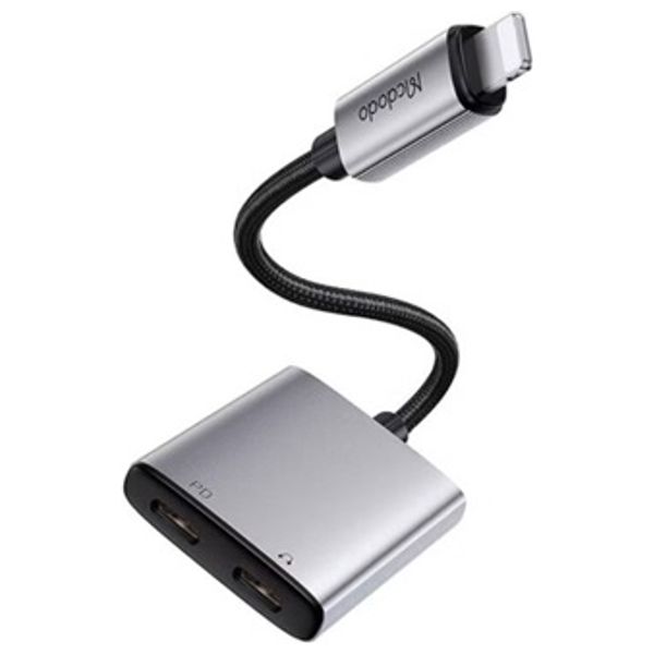 Mcdodo CA-5560 - 2in1 Lightning To Dual Lightning Audio Adapter - 2.4A - 5V -  Silver