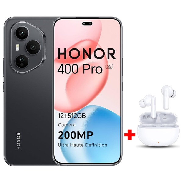 Honor 400 Pro 5G - Dual SIM - 512/12GB - 6.7 Inch - AMOLED 120Hz - Snapdragon 8 Gen 3 (4 nm) - 6000 mAh + Honor Earbuds Choice X7i
