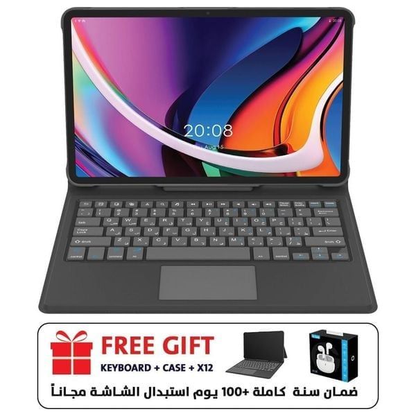  جي-تاب Mega12 - دبل سيم - شاشة 12 بوصة In-cell LCD - معالج MediaTek Helio G99 - بطارية 8800 مللي أمبير بالساعة + سماعة اذن X12 + كيبورد 