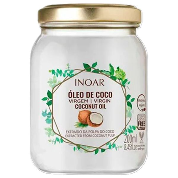 INOAR Coconut Oil Treatment - For Hair & Skin Care – Strengthens Hair & Moisturizes Skin - 200 ml