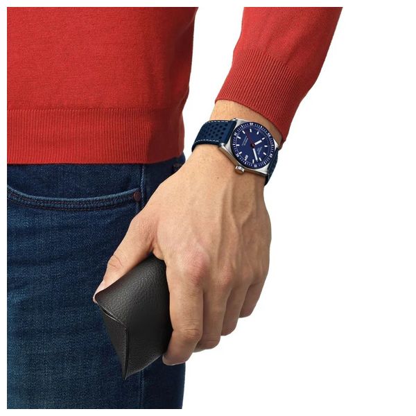 Tissot PR516 Powermatic 80 Watch T1494071604100 For Men – Automatic Movement, Stainless Steel Case, Leather Strap – Dark Blue
