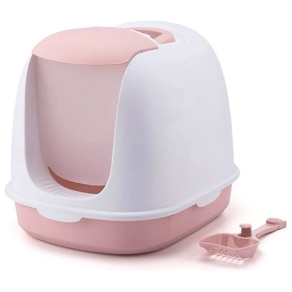 Covered litter Box with Scoop - Pink
