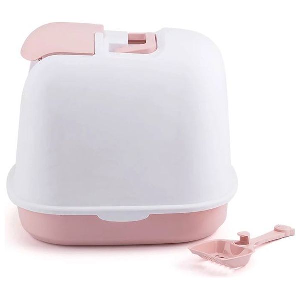Covered litter Box with Scoop - Pink