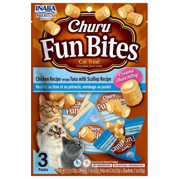  Churu Fun Bites Tuna & Scallop Cat Treats - 3 Pieces 
