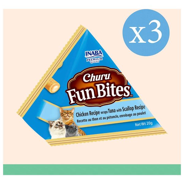  Churu Fun Bites Tuna & Scallop Cat Treats - 3 Pieces 